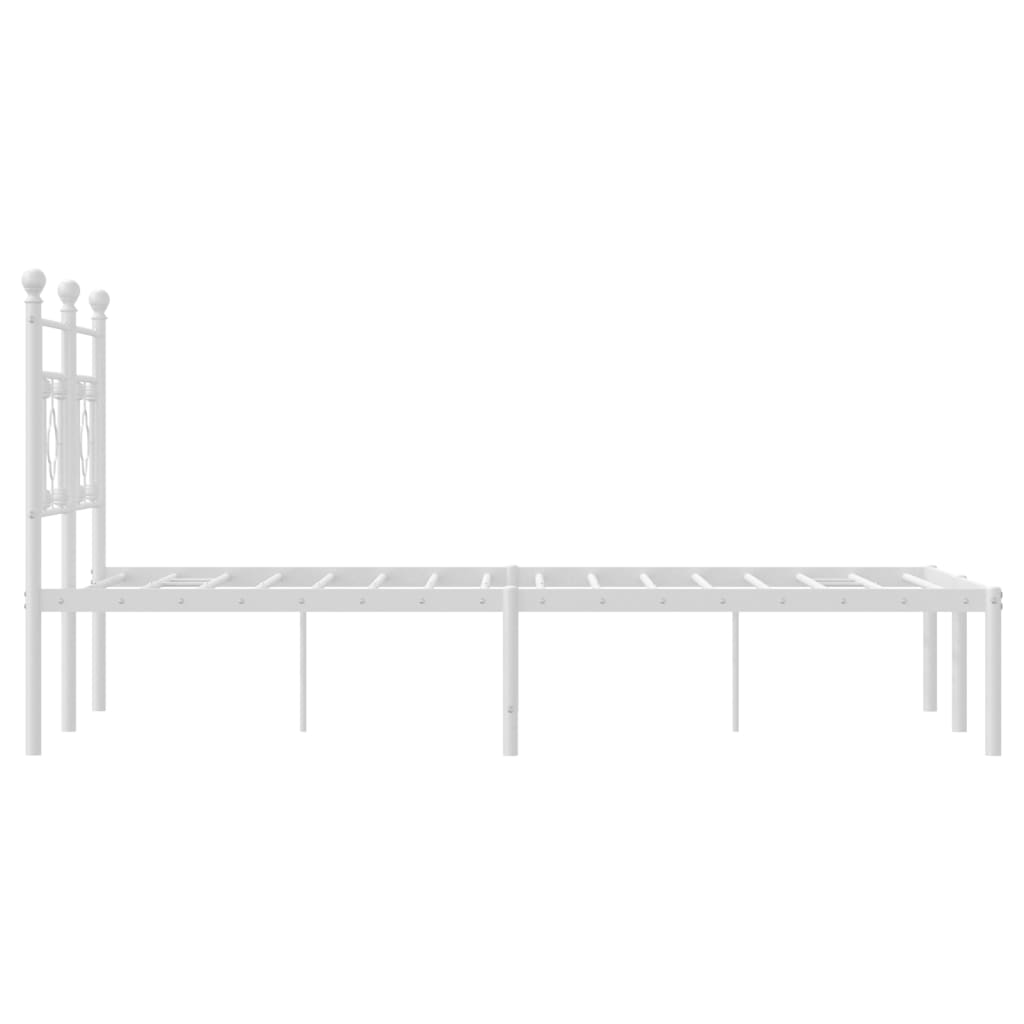 White Metal Bed Frame with Headboard, 120x190cm - No Mattress