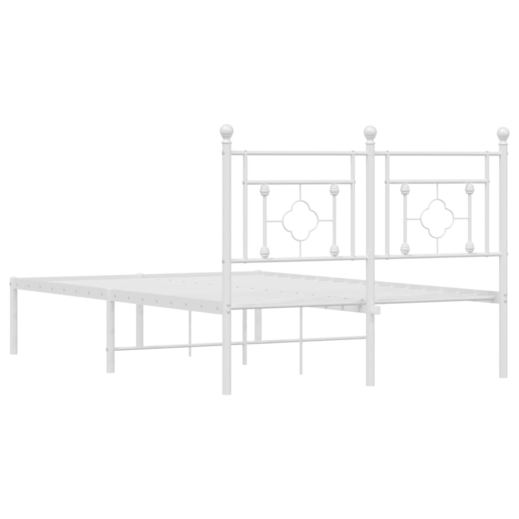 White Metal Bed Frame with Headboard, 120x190cm - No Mattress