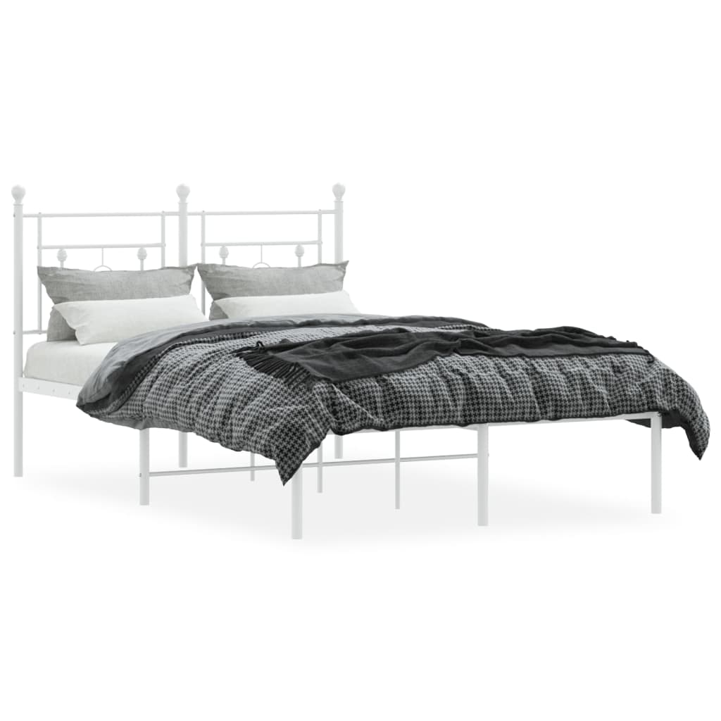 White Metal Bed Frame with Headboard 120x200cm - No Mattress
