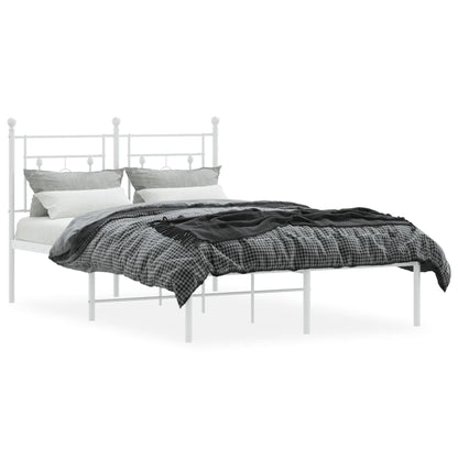 White Metal Bed Frame with Headboard 120x200cm - No Mattress