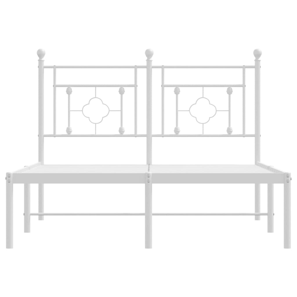 White Metal Bed Frame with Headboard 120x200cm - No Mattress