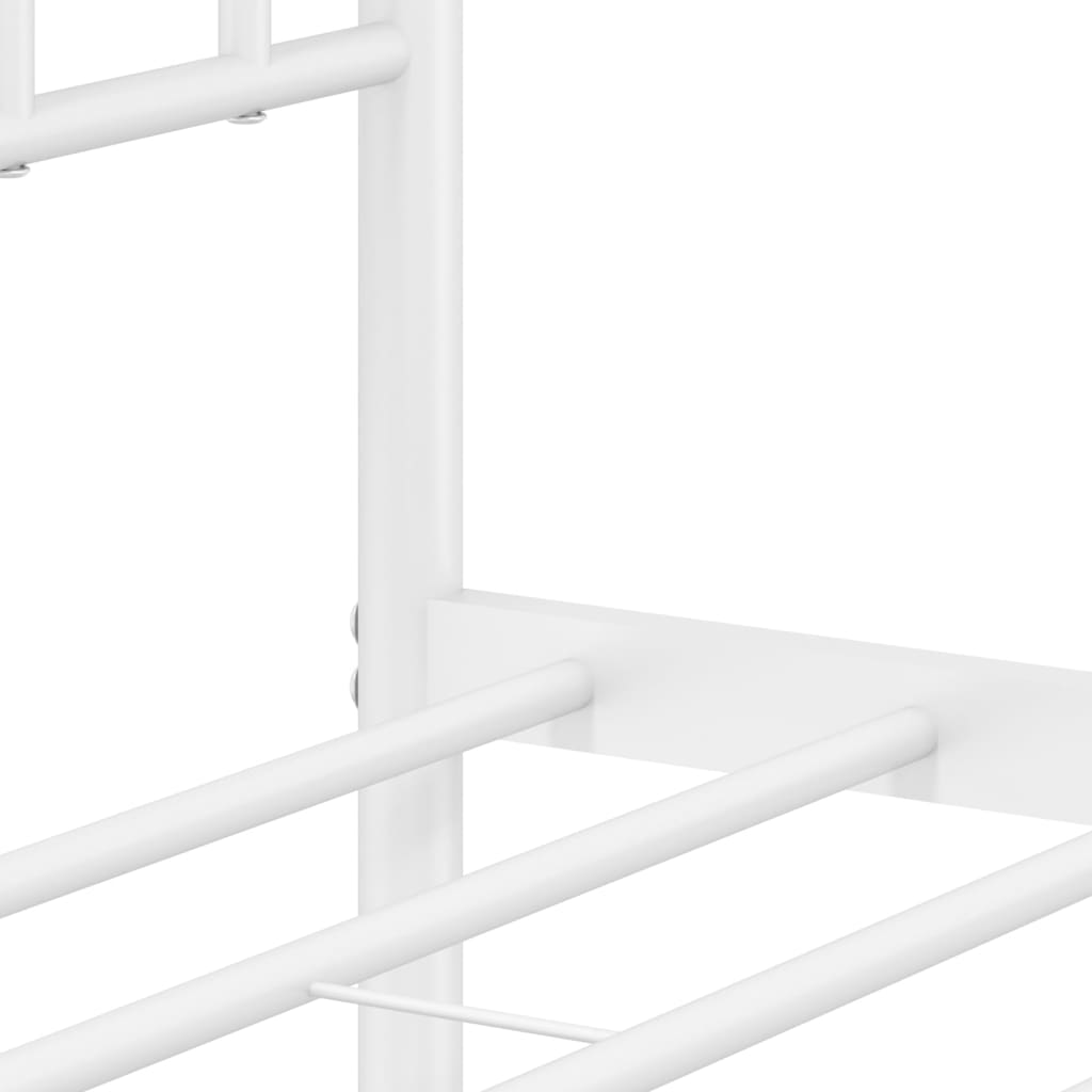 White Metal Bed Frame with Headboard 120x200cm - No Mattress