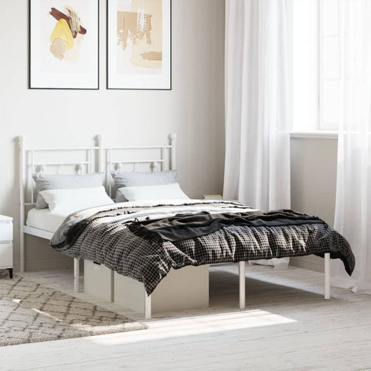 White Metal Bed Frame with Headboard 120x200cm - No Mattress