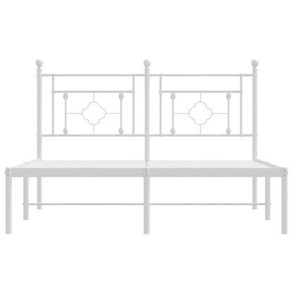 Metal Bed Frame without Mattress with Headboard White 140x200cm