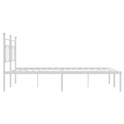 White Metal Bed Frame with Headboard, 180x200cm, Elegant Design