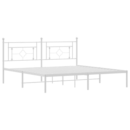 White Metal Bed Frame with Headboard - 183x213cm (No Mattress)