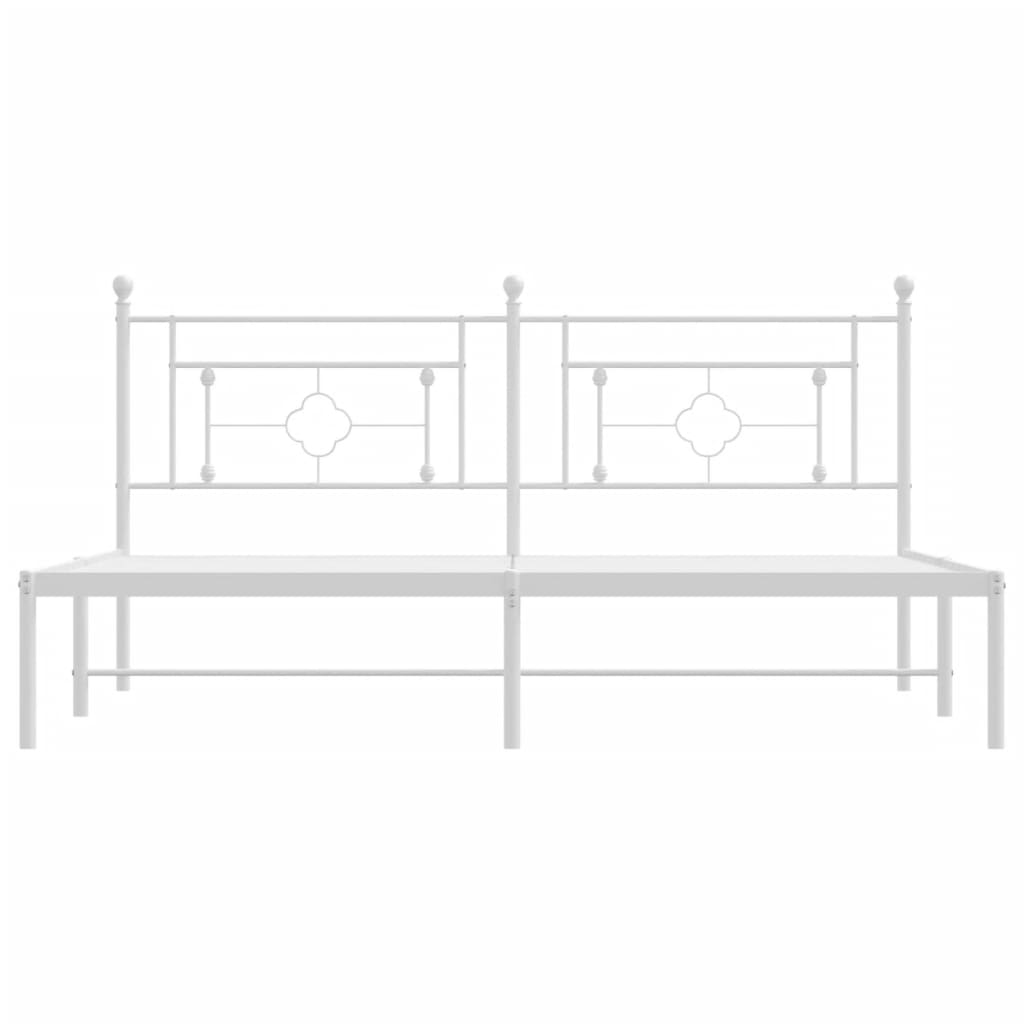 White Metal Bed Frame with Headboard - 183x213cm (No Mattress)