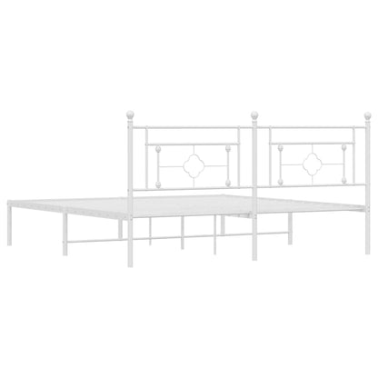 White Metal Bed Frame with Headboard - 183x213cm (No Mattress)