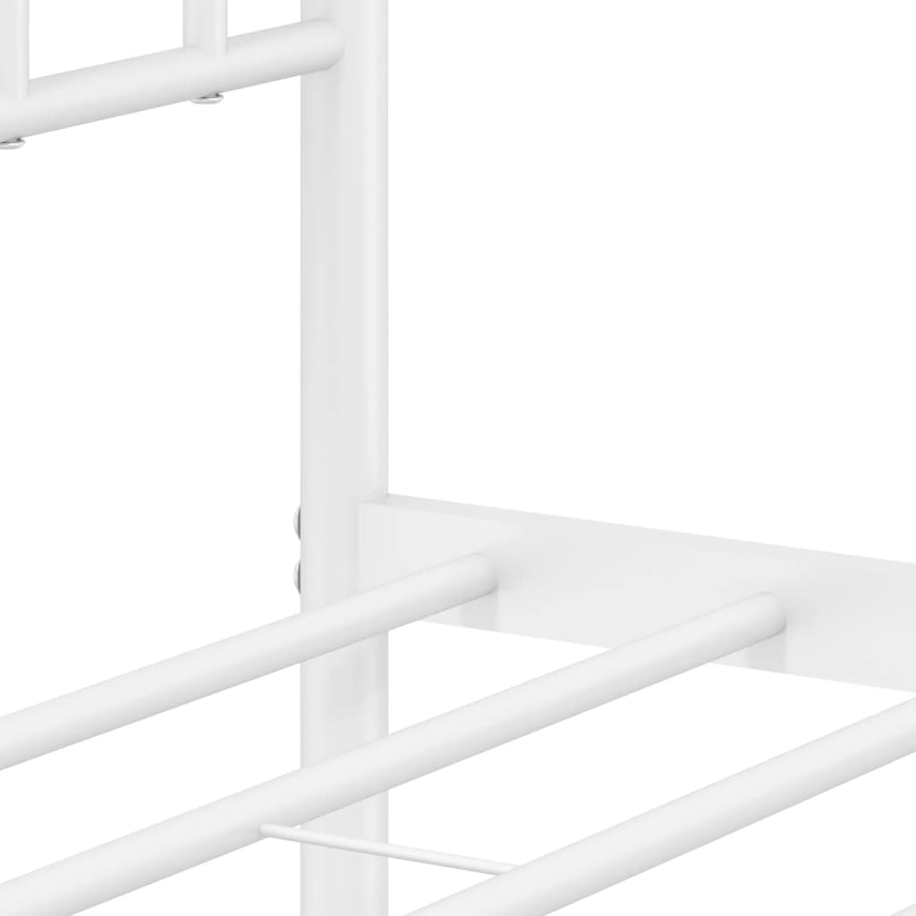 White Metal Bed Frame with Headboard - 183x213cm (No Mattress)