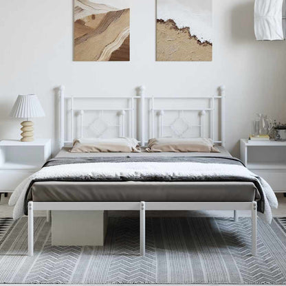 White Metal Bed Frame with Headboard - No Mattress, 193x203cm