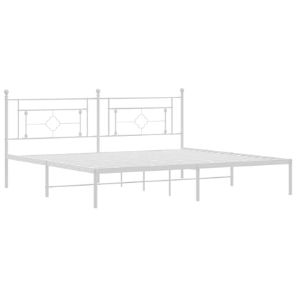 White Metal Bed Frame with Headboard - No Mattress, 193x203cm