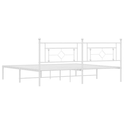 White Metal Bed Frame with Headboard - No Mattress, 193x203cm