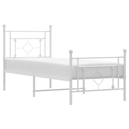 White Metal Bed Frame with Footboard 80x200cm - No Mattress
