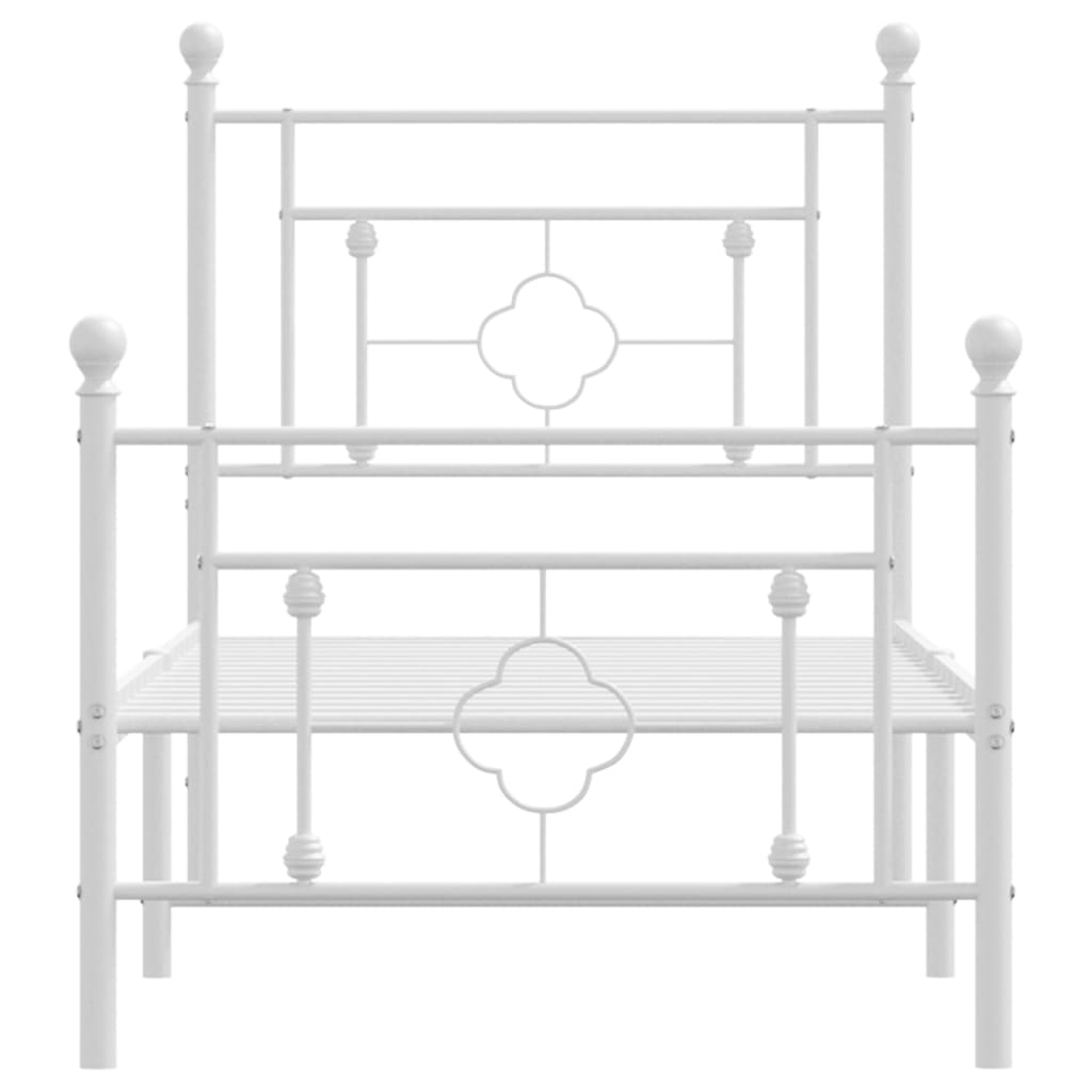 White Metal Bed Frame with Footboard 80x200cm - No Mattress