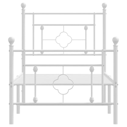 White Metal Bed Frame with Footboard 80x200cm - No Mattress