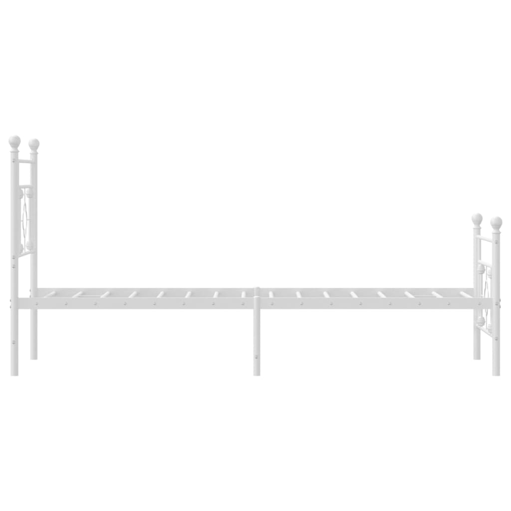 White Metal Bed Frame with Footboard 80x200cm - No Mattress