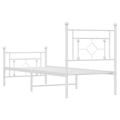 White Metal Bed Frame with Footboard 80x200cm - No Mattress
