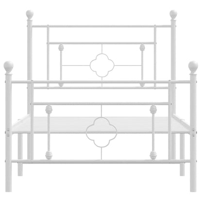 White Metal Bed Frame with Footboard - 100x200cm No Mattress