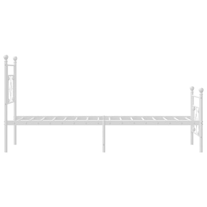 White Metal Bed Frame with Footboard - 100x200cm No Mattress