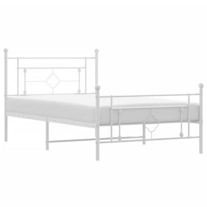 White Metal Bed Frame 107x203cm with Footboard - No Mattress