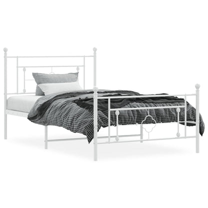 White Metal Bed Frame 107x203cm with Footboard - No Mattress
