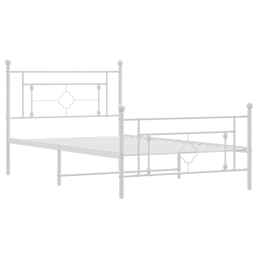 White Metal Bed Frame 107x203cm with Footboard - No Mattress