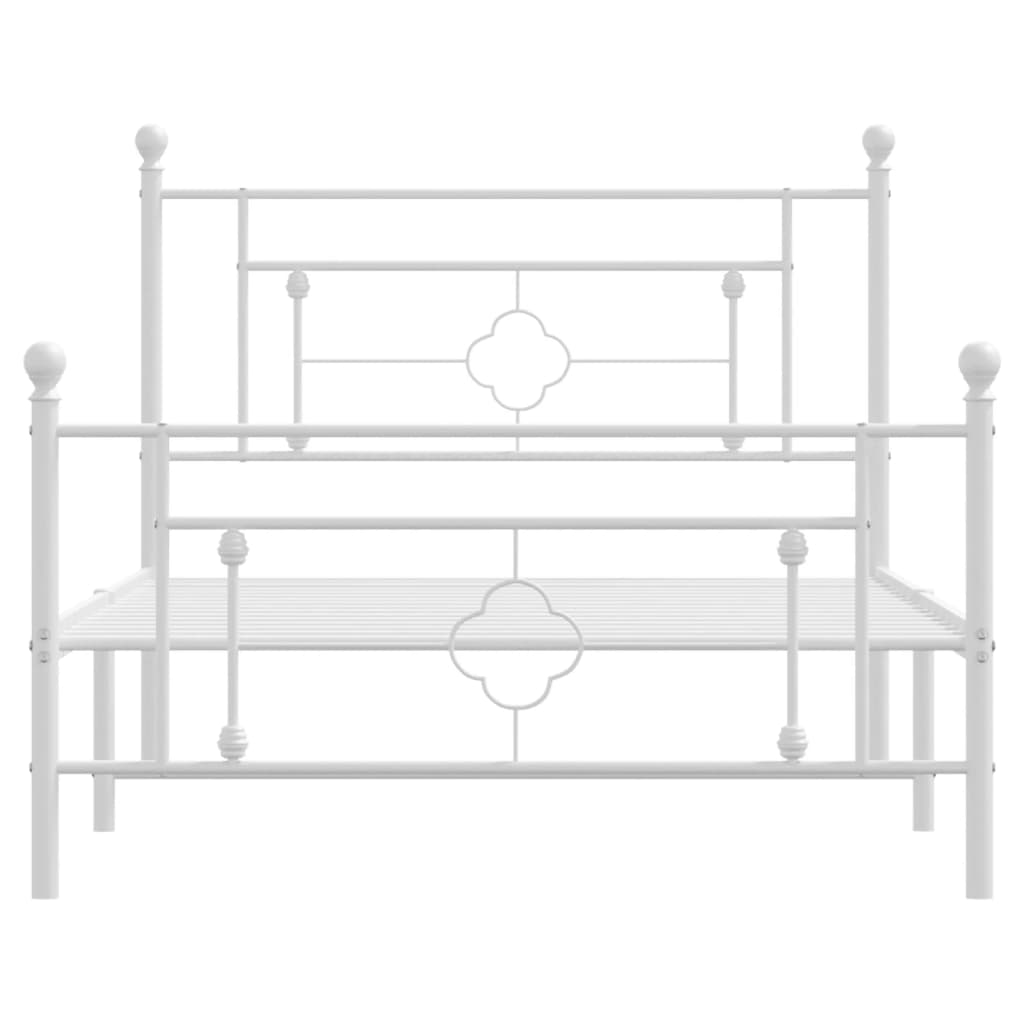 White Metal Bed Frame 107x203cm with Footboard - No Mattress