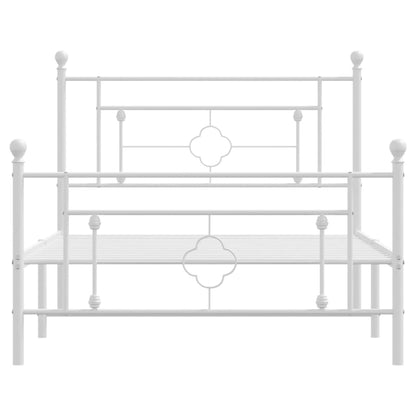 White Metal Bed Frame 107x203cm with Footboard - No Mattress