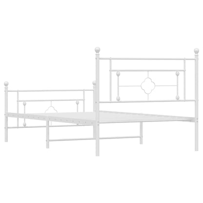 White Metal Bed Frame 107x203cm with Footboard - No Mattress
