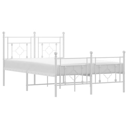 White Metal Bed Frame with Footboard 120x200cm – No Mattress Included