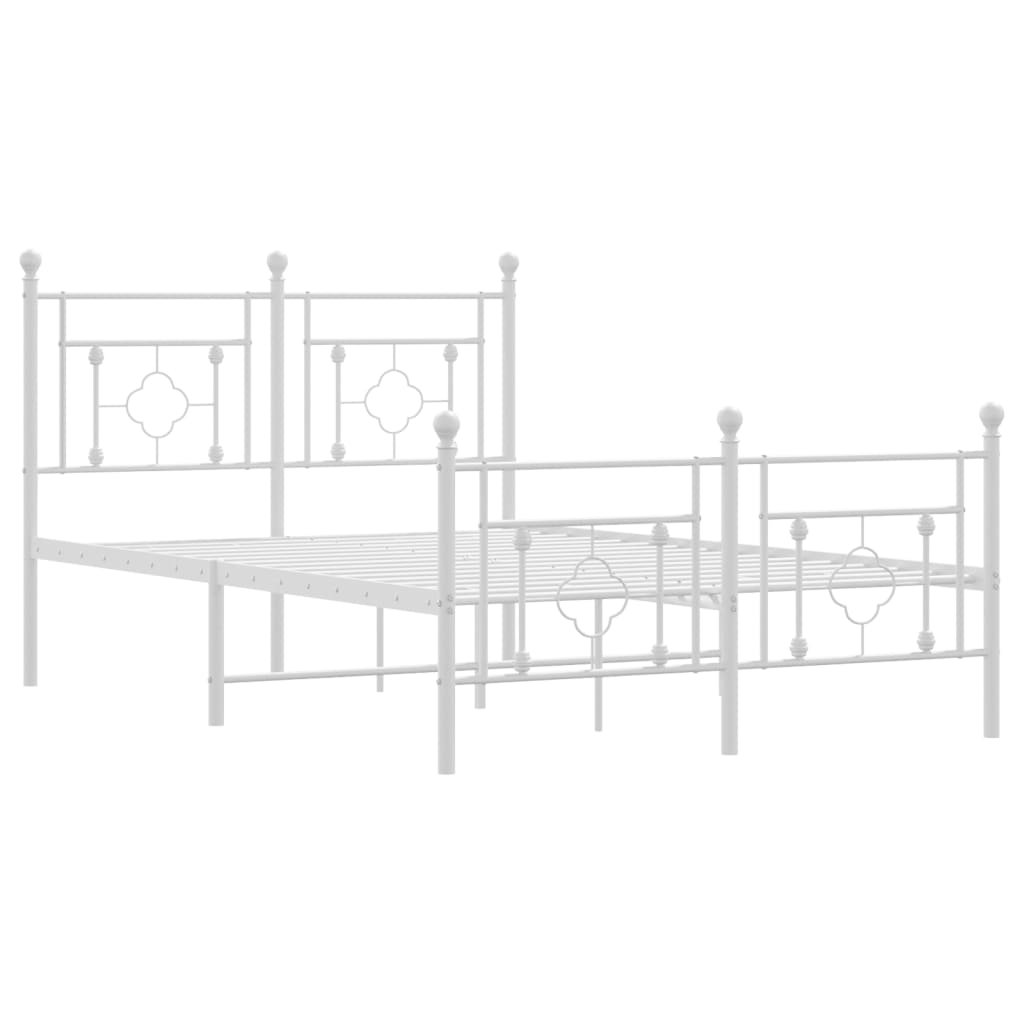 White Metal Bed Frame with Footboard 120x200cm – No Mattress Included