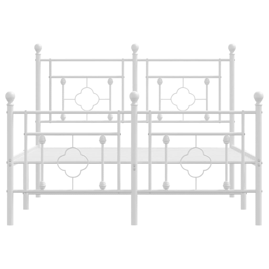 White Metal Bed Frame with Footboard 120x200cm – No Mattress Included