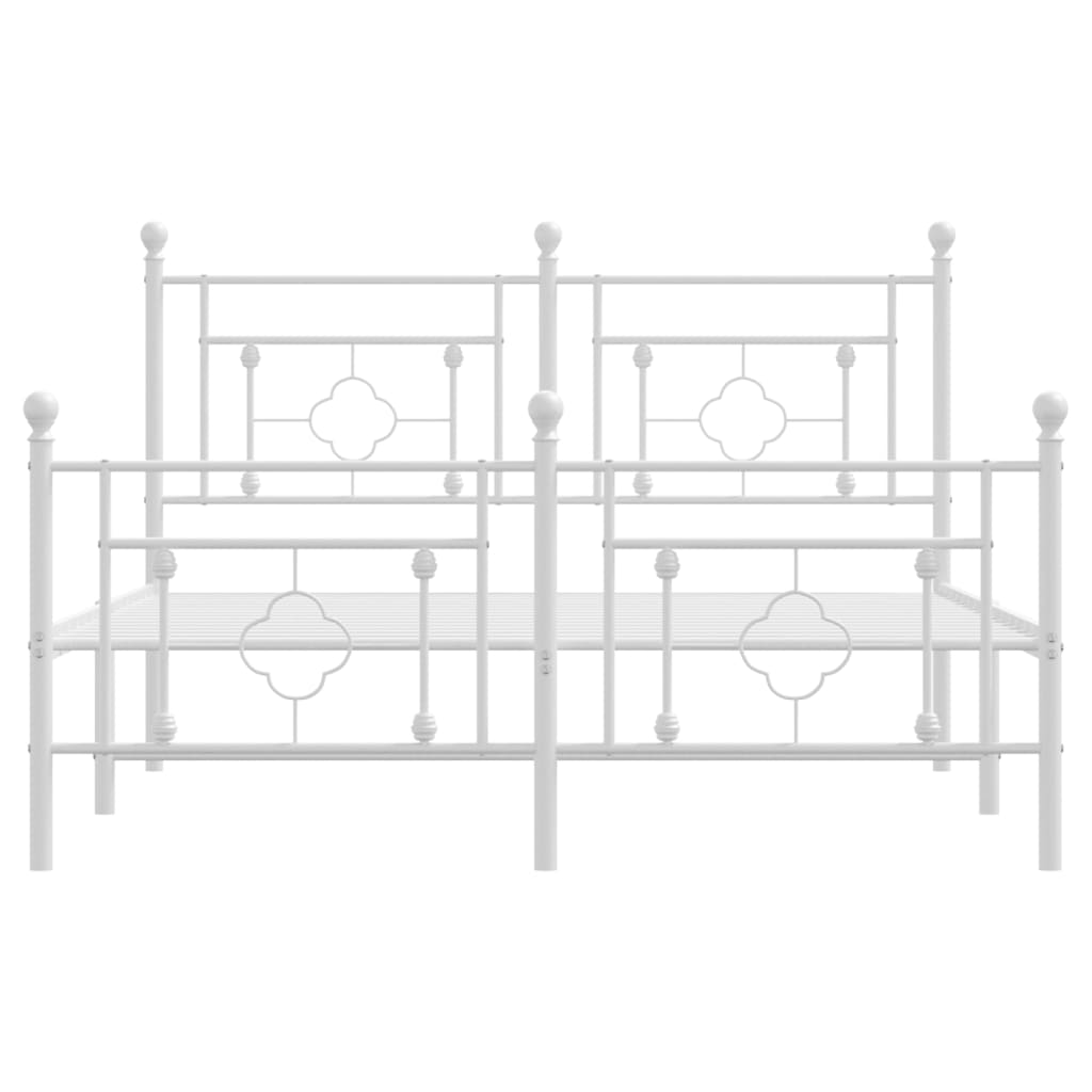 Metal Bed Frame without Mattress with Footboard White 135x190cm