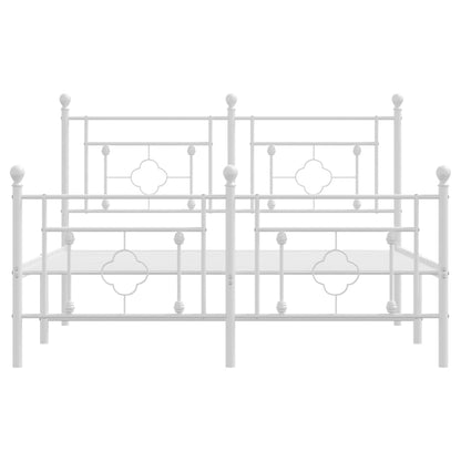 Metal Bed Frame without Mattress with Footboard White 135x190cm