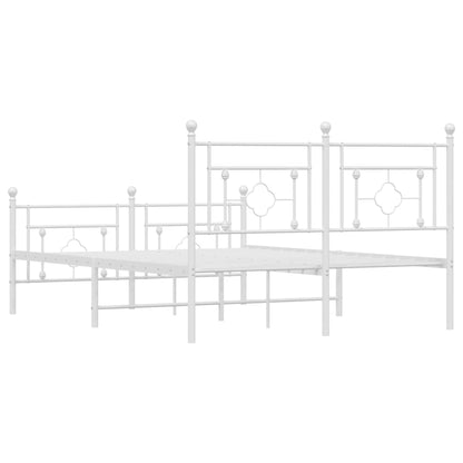 Metal Bed Frame without Mattress with Footboard White 135x190cm