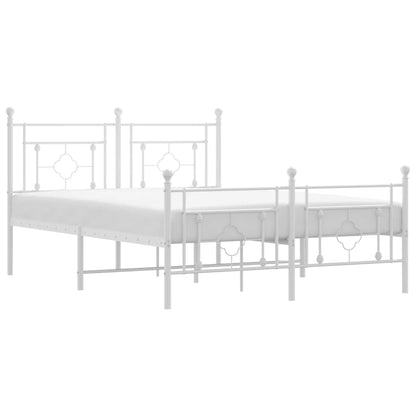White Metal Bed Frame with Footboard 140x200cm - No Mattress