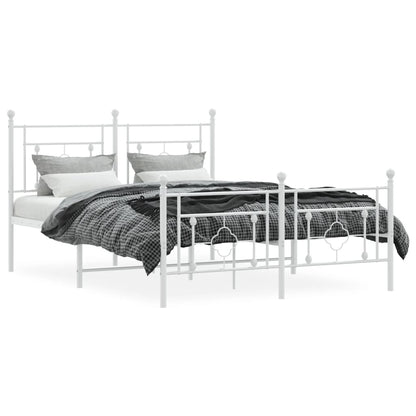 White Metal Bed Frame with Footboard 140x200cm - No Mattress
