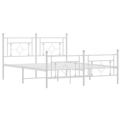 Modern White Metal Bed Frame with Footboard, 160x200cm