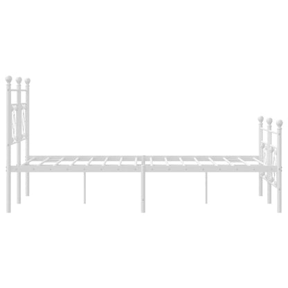 Modern White Metal Bed Frame with Footboard, 160x200cm
