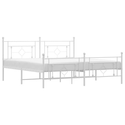 White Metal Bed Frame with Footboard - 180x200cm, Without Mattress