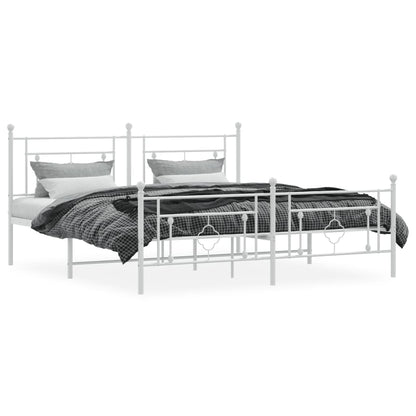 White Metal Bed Frame with Footboard - 180x200cm, Without Mattress