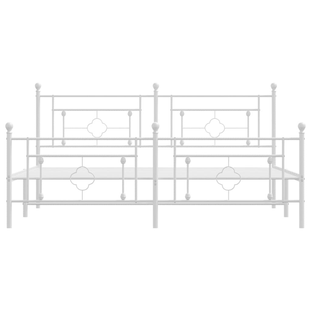 White Metal Bed Frame with Footboard - 180x200cm, Without Mattress