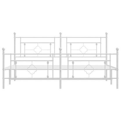 White Metal Bed Frame with Footboard - 180x200cm, Without Mattress
