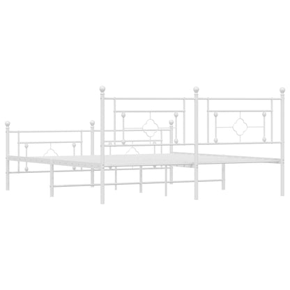 White Metal Bed Frame with Footboard - 180x200cm, Without Mattress