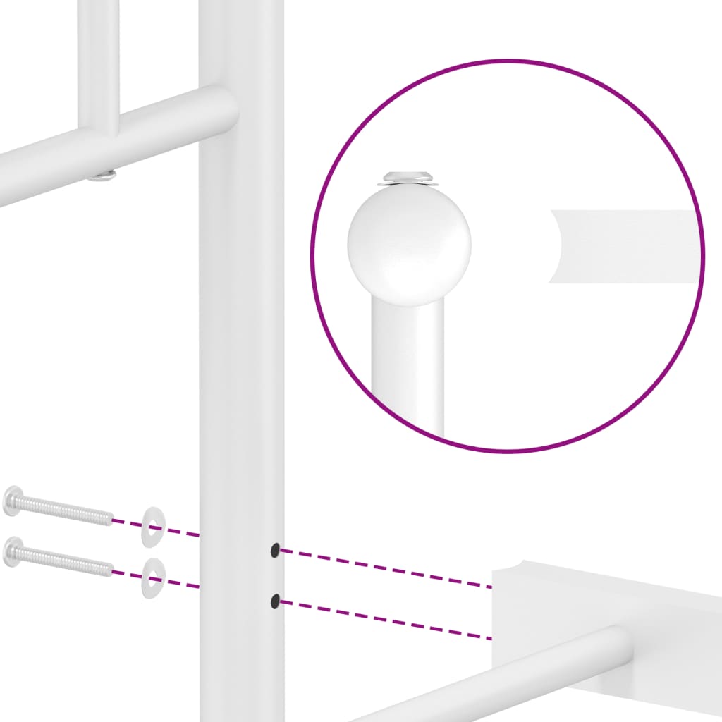 White Metal Bed Frame with Footboard - 180x200cm, Without Mattress