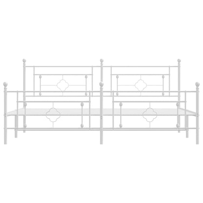 White Metal Bed Frame with Footboard 193x203cm - No Mattress Included