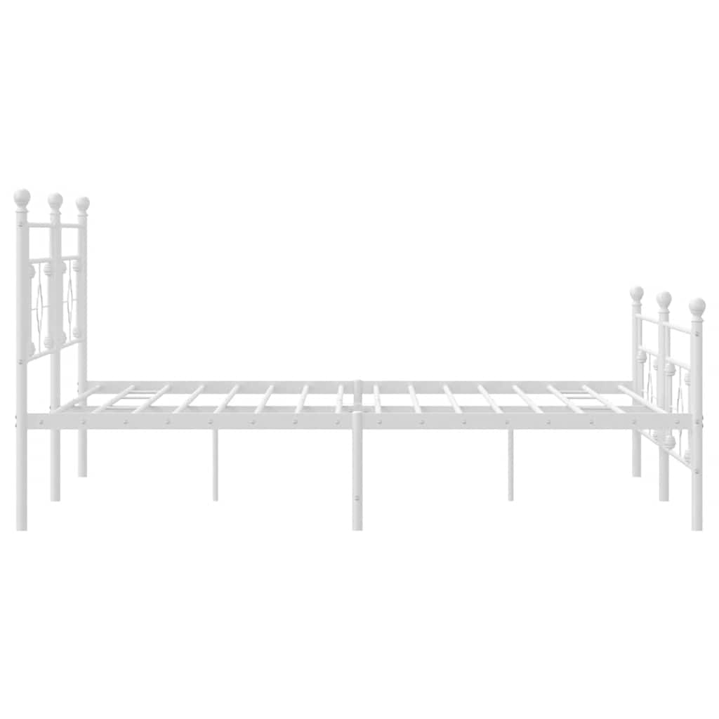White Metal Bed Frame with Footboard 193x203cm - No Mattress Included