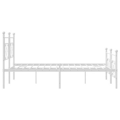 White Metal Bed Frame with Footboard 193x203cm - No Mattress Included