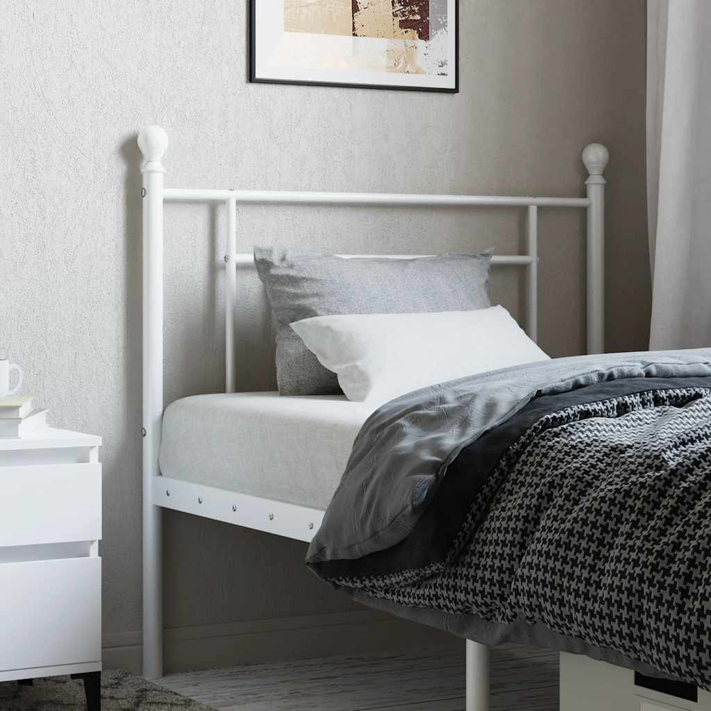 White Metal Headboard - Elegant 100 cm Bed Frame Upgrade