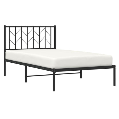 Black Metal Bed Frame with Headboard, 100x190cm - No Mattress Included